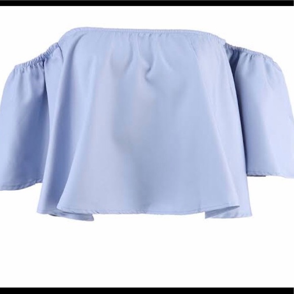 Blue off shoulder summer sleeve top blouse shirt - Picture 4 of 4